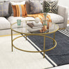 Round Coffee Table Home Office Stylish Tempered Glass Accent Side Table
