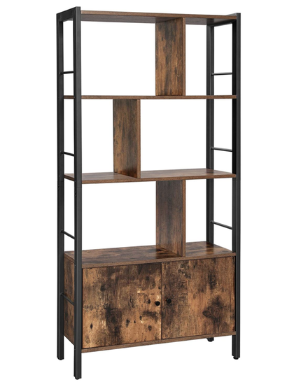 Large Industrial Bookcase Vintage Storage Unit Rustic Metal Cabinet Tall Display