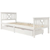 Single Bed 3ft White Solid Pine Wooden Bed Frame w/ 2 Storage Drawers 90x190 cm