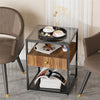Double Layer Tempered Glasses Side End Table Square Nightstand Cabinet Office UK