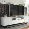 200cm Loft Retro TV Unit | Milled Fronts | White Vintage Cabinet Cupboard Stand