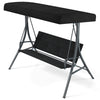 3-Person Porch Swing with Stand & Adjustable Shade-Black
