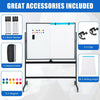 Double Sided Magnetic Whiteboard Adjustable Mobile Revolving Board with Magnets