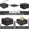 4 PCS Patio Rattan Conversation Set Sofa Ottoman Set Metal Frame w/Coffee Table