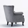 Velvet Grey Wing Back Armchair Studded Fireside Tub Chair Accent High Backrest