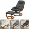 360° Swivel PU Recliner Lounge Sofa W/Footrest Footstool Faux Leather Wood Base