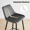 2Pcs Grey Bar StoolsVelvet Breakfast Pub Chair Kitchen Shape V Design