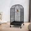 Mobile Metal Bird Cage Open Play Top Parrot Cage Budgie Cage with Perch Feeders