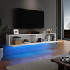 Floating High Gloss 140cm TV Stand Cabinet White LED Wall Mounted Storage Unit