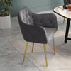 Set of 2/4 Grey Modern Velvet Kitchen Dining Chairs Soft Padded Seat Metal Legs