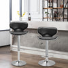 Set of 2 Faux Leather Chrome Bar Stools Swivel & Gas Lift, Foot Rest Pub Chair