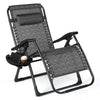 Beach Chair Reclining Garden Patio Sun Lounger Fold Away With Tray Black