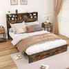 King Size Bed Frame Heavy Duty Metal Platform Bed w/Charging Station