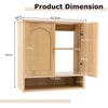 Wall Mounted Storage Cabinet 3-Tier Bathroom Cabinet w/ 2 Rattan Doors
