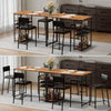 Bar Table Set for 2, Dining Counter Height Table with Storage Shelves and Chairs