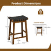 65CM Woven Saddle Stool Set of 2 Backless Bar Stools Counter Height Stools Brown