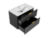 Bathroom Vanity Drawer Cabinet 800mm Black Floating Wall Unit Ribbed Modern Adel