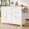 Kitchen Storage Trolley, Rolling Island Cabinet with Drop-Leaf Tabletop, White