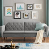 3 Seater Sofa Bed Grey Velvet Button Back - Victoria
