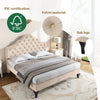 Double Size Bed 4ft6 Velvet Upholstered Slatted Bed Frame with Headboard Beige