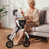 ightweight Foldable Rolling Walker for Seniors with Storage Basket-White
