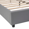 4ft6 Double Slatted Bed Frame, Headboard with Charging Port and Lighting Grey
