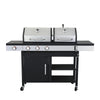 Dual Fuel 3 Burner Gas & Charcoal BBQ Grill 3 + 1 Side Burner – Stainless Steel