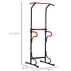 Steel Multi-Use Exercise Power Tower Station Adjustable Height w/ Grips 120kg