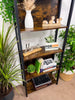 Tall 5 Tier Rustic Bookcase Slim Industrial Bookshelf Storage Unit Display Shelf
