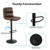 Set of 2 Brown Bar Stools Breakfast Stools With Foot Rest Swivel Gas Lift Modern