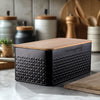 Large Bread Bin with Bamboo Lid Chopping Board Kitchen Storage Loaf Container