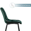 2PCs Velvet Dining Chairs Square Seat Design Dining Room chairs Green