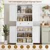 Kitchen Storage Cupboard White 181cm Sideboard Cabinet Doors Drawer Tall Unit