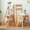 Wooden Chair/Step Stool 4-Step Reversible Folding Library Ladder