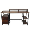 Vintage Industrial Computer Desk with Raised Shelf for Home Office Furniture