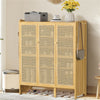 6 Tier Bamboo Shoe Cabinet Cupboard Storage Rack w/ 3 Doors for Hallway Entryway