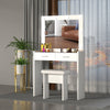 Dressing Table Makeup Desk Vanity Set with LED Mirror & Stool - Glass Top Lwpugt