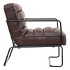 Mid-Century Modern Upholstered Distressed PU Leather Armchair Chair w/Metal Base