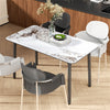 XL Rectangle Kitchen Dining Table Marble Top Heavy Aluminum Frame for 4-6 People