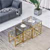 Set of 3 Glass Nesting Coffee Tables Stacking End Side Tables for Living Room
