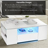 Table Drawer High Furniture Storage Modern Room Living LED Gloss 2 Wooden Coffee