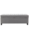 Large Linen Ottoman w/ Storage Button-Tufted Bedroom Bench Hinge End Of Stool