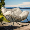 Garden Outdoor Rocking Chair Large Metal Frame Thick Padding Beige