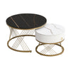 Coffee Table Round Nest of Tables Set of 2, Metal Side Table with Drawer Storage