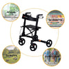 Folding Rollator Walker Aluminium Walking Mobility Aid Lightweight With 4 Wheels