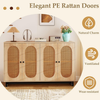 Sideboard Natural Storage Rattan Doors Shelves Cabinet Unit Contemporary Modern