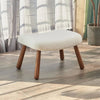 Lambwool Armchair Recliner Chair Button Back Occasional Sleeper Sofa w/Footstool