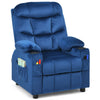 Larger Kids Recliner Chair Adjustable Velvet Fabric Lounge Sofa Recliner