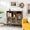 Kitchen Sideboard Wooden Storage Cabinet Cupboard w/Glass Doors Adjustable Shelf