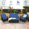 5 PCS Patio Furniture Set Outdoor Rattan Conversation Sofa Set Removable Cushion